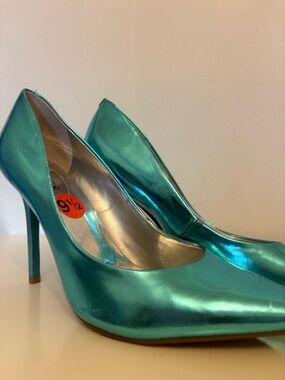Guess Metallic Teal Pointed-Toe Stiletto Pumps